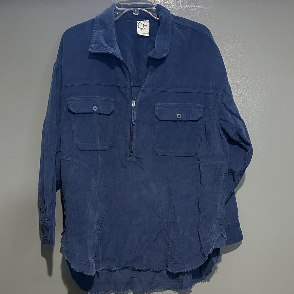 Aerie Blue Corduroy Pullover Top